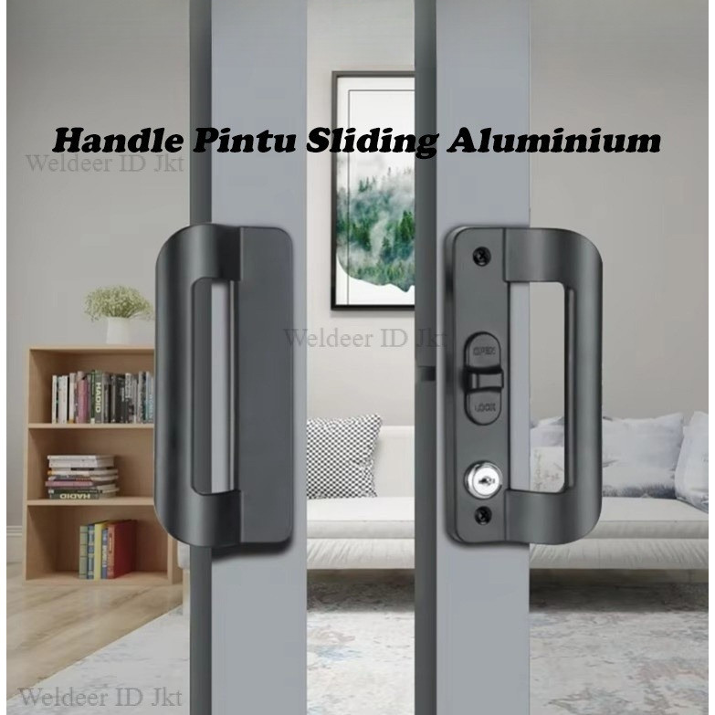 Handle Pintu Sliding Aluminium Gagang Pintu Geser Kaca Balkon Tebal Anti Selip Kunci Pintu Geser Min