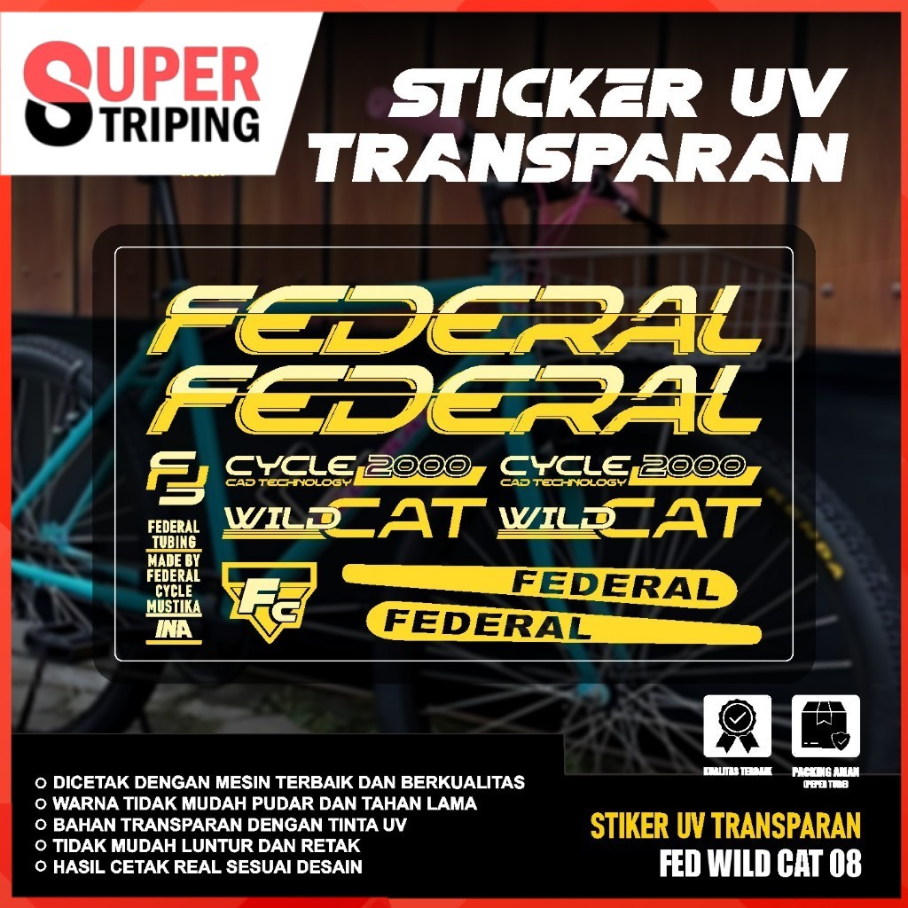 Stiker Sepeda FEDERAL UV TRANSPARAN WILD CAT Stiker Sepeda Kalcer SET 08 Decal