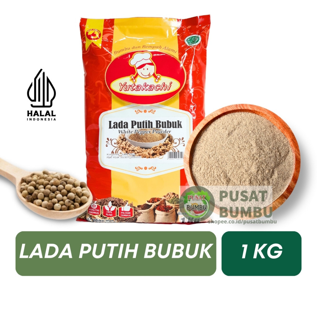 MURNI Lada Putih Bubuk 1 Kg / Merica Bubuk Kiloan/ Pepper Powder / Bumbu Rempah Herbal