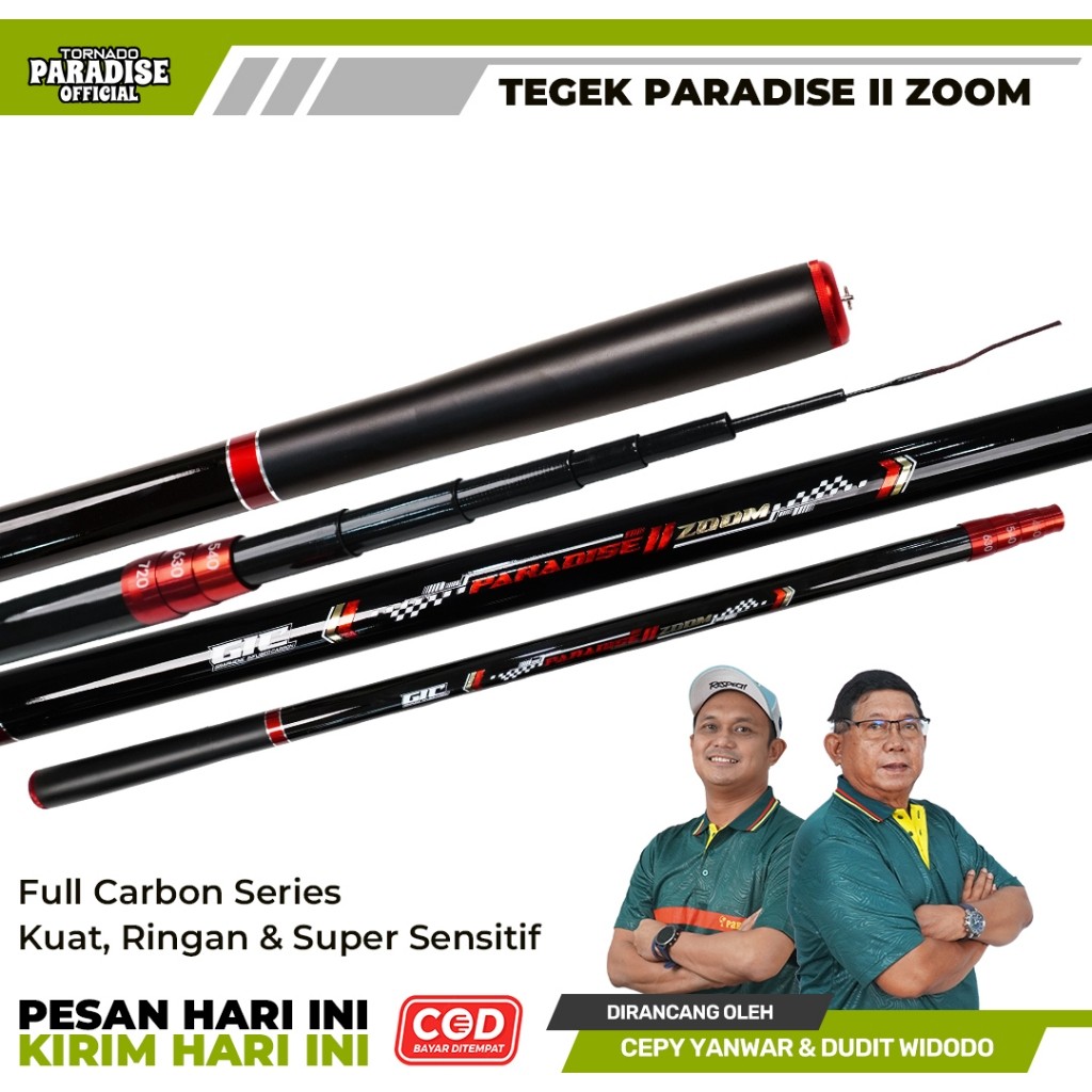 Paradise - TEGEK PARADISE II ZOOM NEW Full Carbon Series Kuat Ringan Super Sensitif 360-720 CM Joran