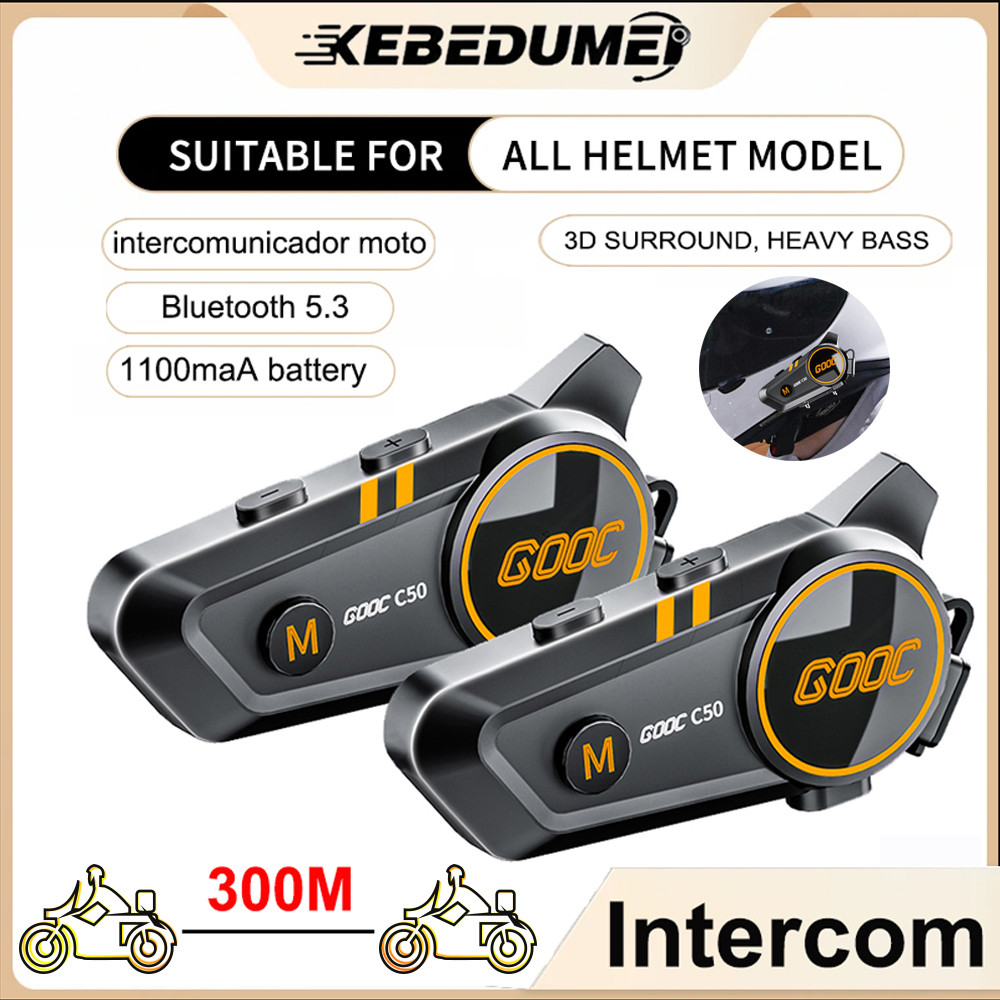 12x Motorcycle Helmet Intercom Bluetooth 53 Headset Waterproof 300m Intercomunicador Speaker Wireles