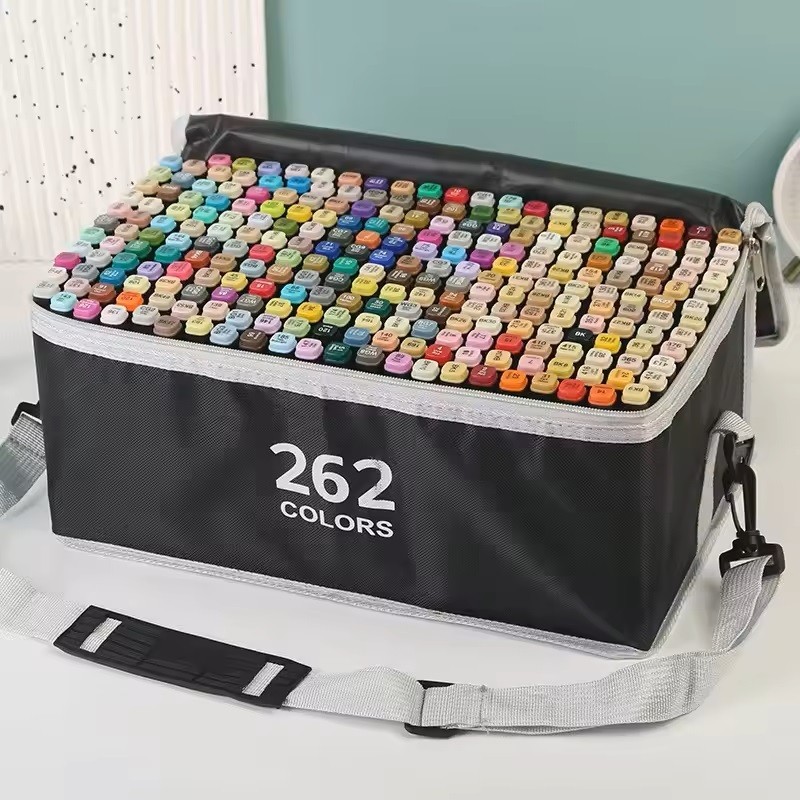 Spidol Twin Marker 262pcs Twin Marker Spidol Pena Cat Air Anak-Anak Spidol Dual Side Fine Art Marker