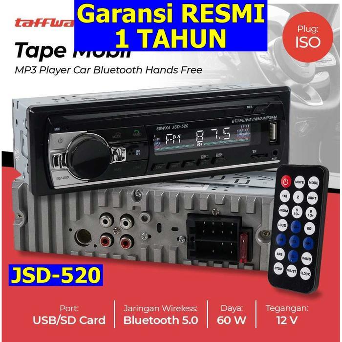 terkini  Head Unit Single Din Taffware Tape Mobil MP3 Bluetooth JSD520 baik