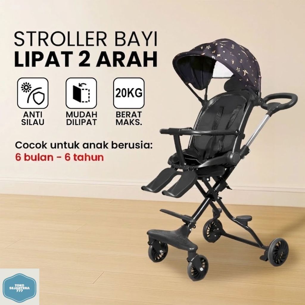 Stroller Baby Lipat Travelling Stroller Anak Kereta Dorong Bayi 2 Arah 0-5 Tahun