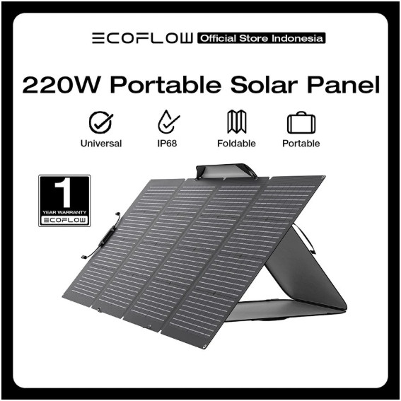 EcoFlow NextGen 220W Bifacial Portable Solar Panel - Panel Surya Lipat Dua Sisi Foldable Untuk Hikin