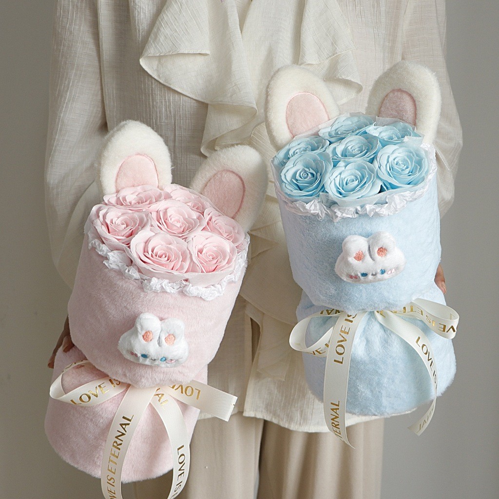 KUKURI - [READY] BUNNY KELINCI Buket Bunga Sabun Mawar - Kado Wisuda anak TK Ulang Tahun Anniversary