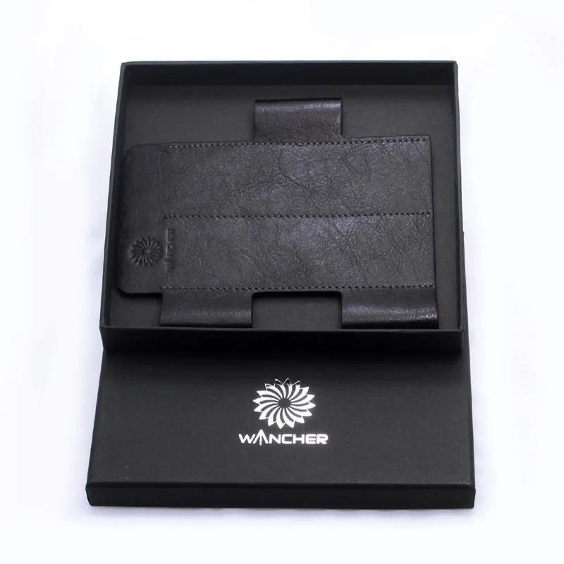 Wancher vegetable tanned tree cream leather three pieces flat pen cover leather inserted into pen bl