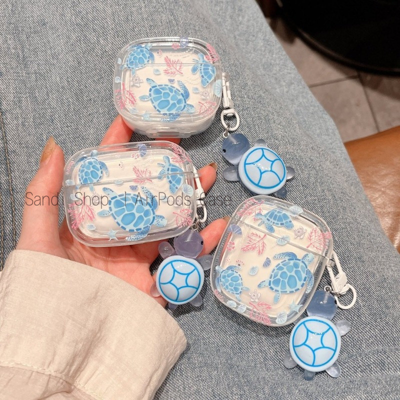 Casing AirPods Pro3 Penyu Laut Transparan Casing AirPods 4 4anc Casing AirPods untuk AirPods 1 2 3 4