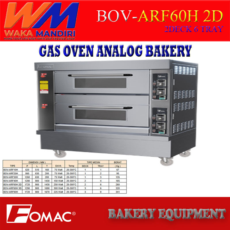 Oven Gas 2 Deck 6 Tray Pemanggang Roti Fomac BOV-ARF60H (2D6T)