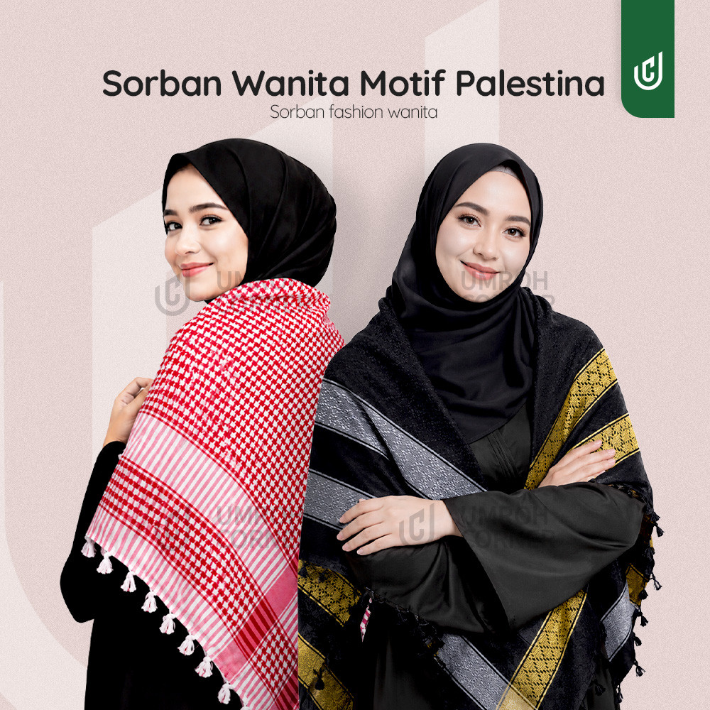 Sorban Wanita Fashion Motif Palestina - Surban Rumbai Arab Perempuan Murah Grosir Souvenir
