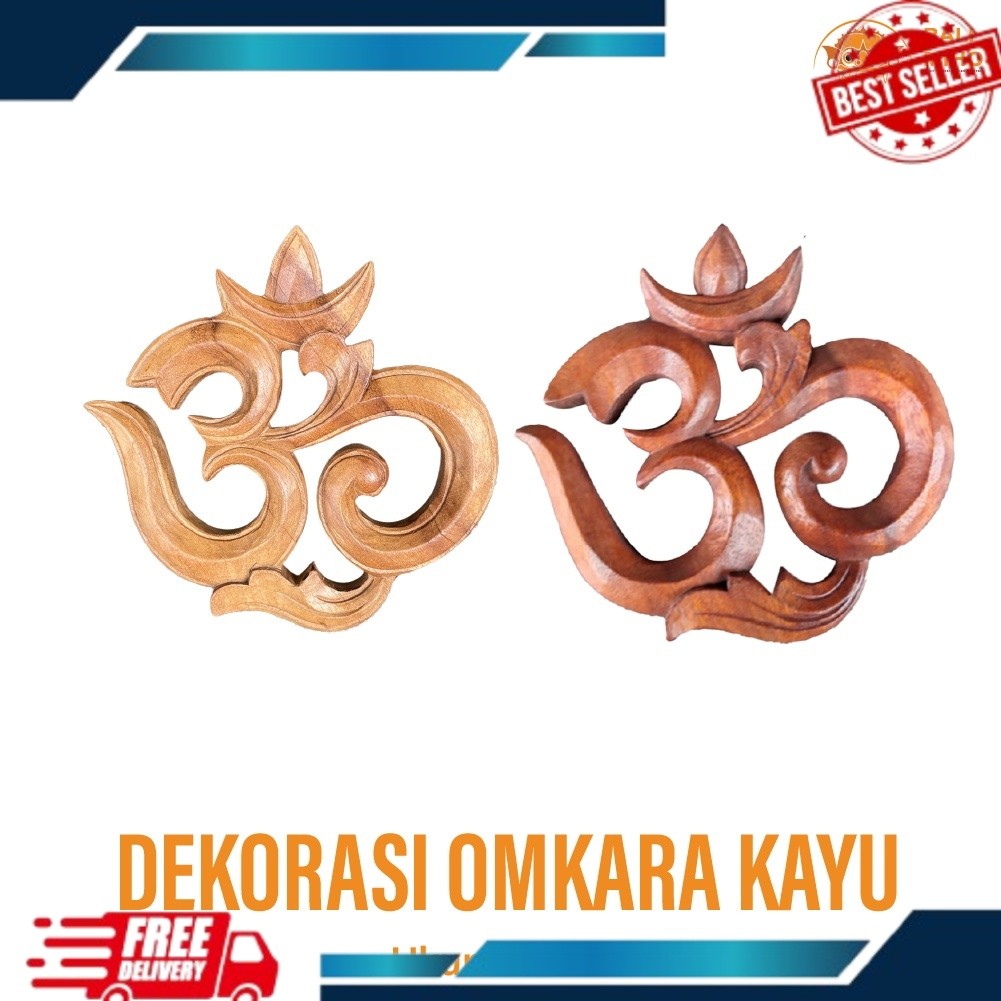 Dekorasi Dinding Omkara Diameter 15 Cm - Pajangan Omkara - Omkara Kayu  - Dekorasi Lambang Hindu TER