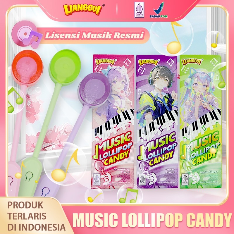 LIANGGUI Permen Musik Lolipop Permen Keras Yang Menyenangkan Untuk Anak-Anak HALAL