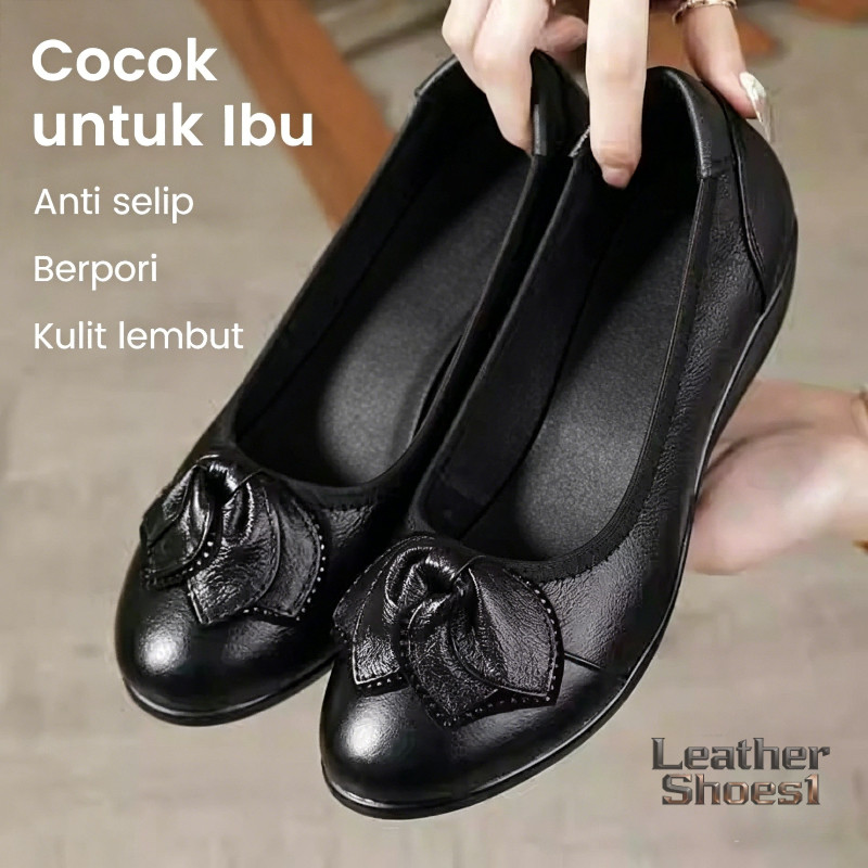 Sepatu Wedges Wanita Sepatu Fantofel Wanita  Hak Tinggi Kerja Sepatu Wanita Slip On Kulit