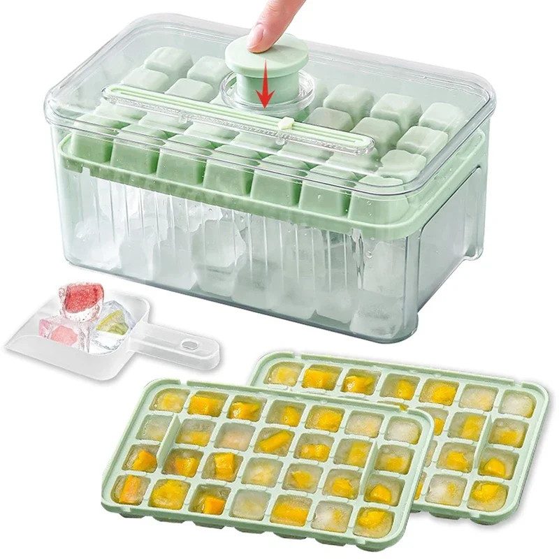 Cetakan Es Batu Otomatis Push Ice Cube Tray Murah Awet Kuat Praktis Ringkas Wadah Es Batu Sekali Tek