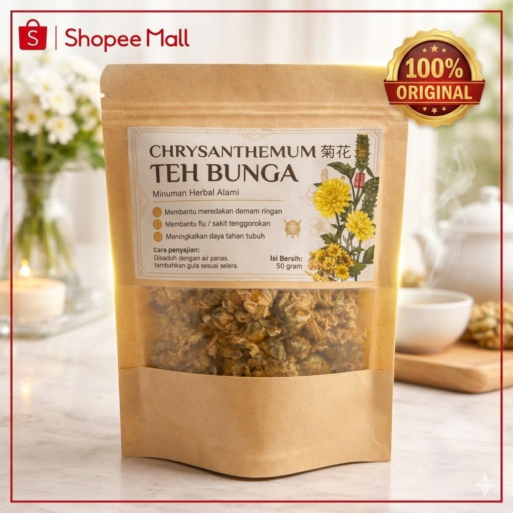 Chrysanthemum Teh Bunga Premium 50gr - Bunga Krisan Putih Kering Hangzhou Herbal Tea Alami
