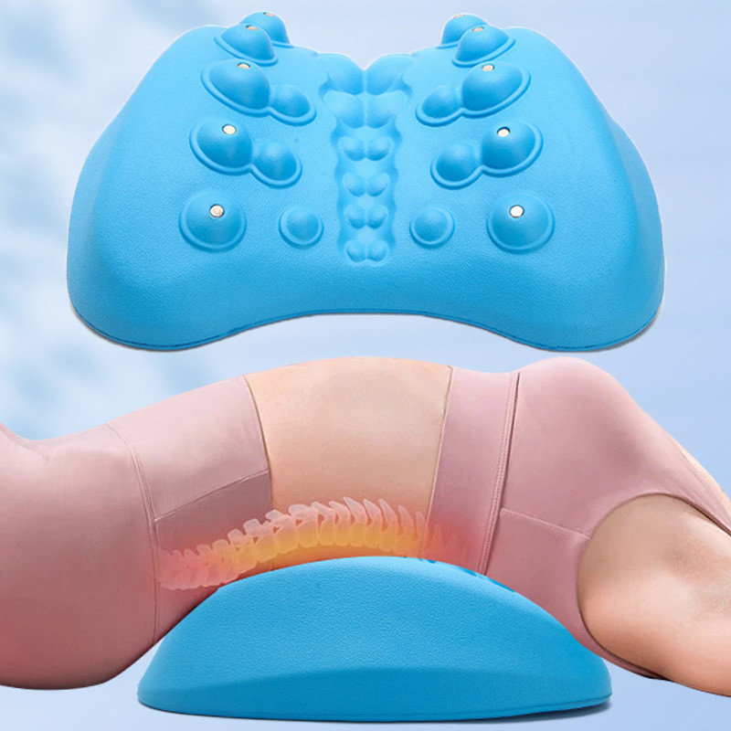 Lumbar Support Pillow Traction Straight Spine Relax Back Massage Waist Massager Back Streter Device 