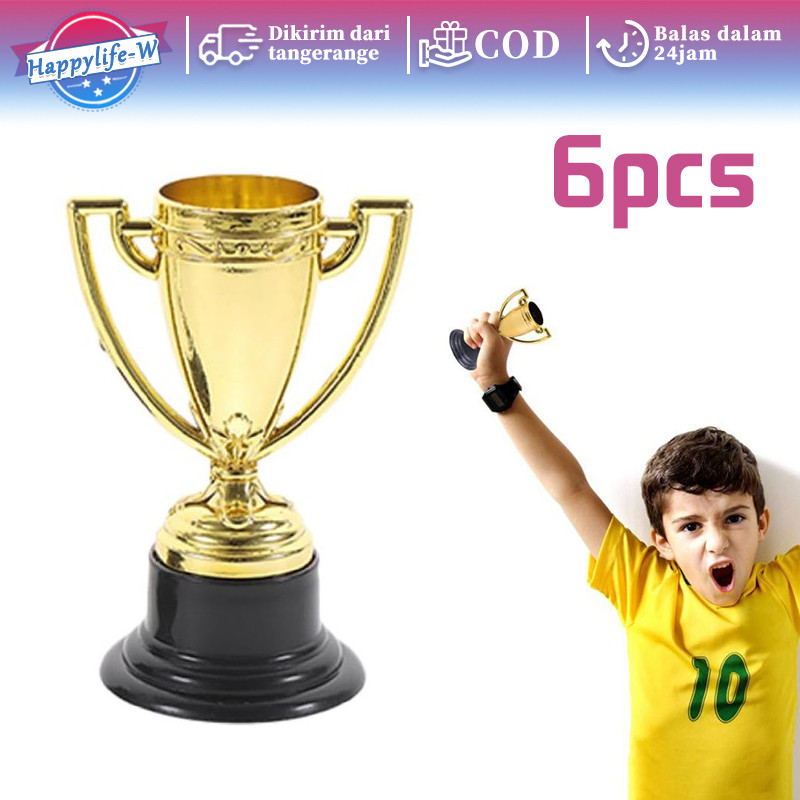 Set 6pcs Piala Anak Trophy Mini Piala Emas Penghargaan Untuk Juara Kelas Hadiah Kompetisi TK Motivas