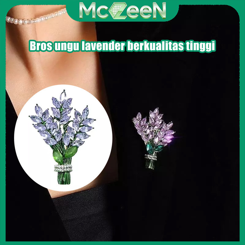 Bros Wanita Original Bunga Lavender Ungu Mewah Anti Karat Titanium