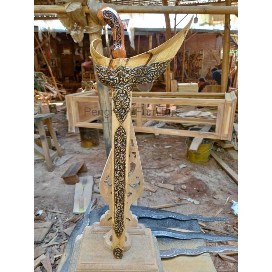 warangka keris ladrang ukir ukiran kayu jati termurah gratis lubang pakem solo PP7443