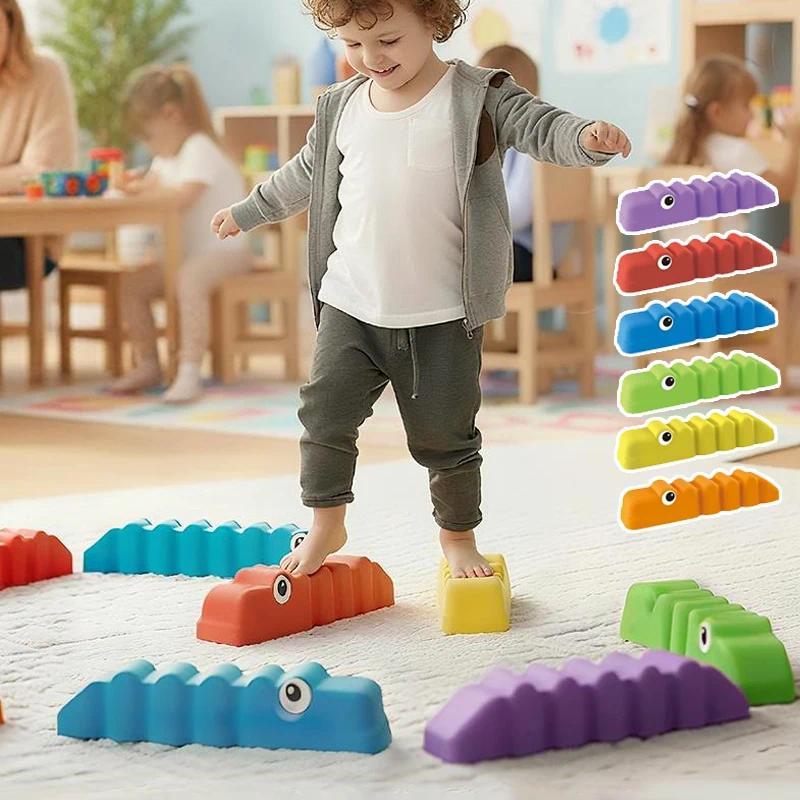 6PCS Anti-slip Wavy Pattern Balance Training Beam, Indoor & Outdoor Kids Gymnastics Fitness Toy, Bal