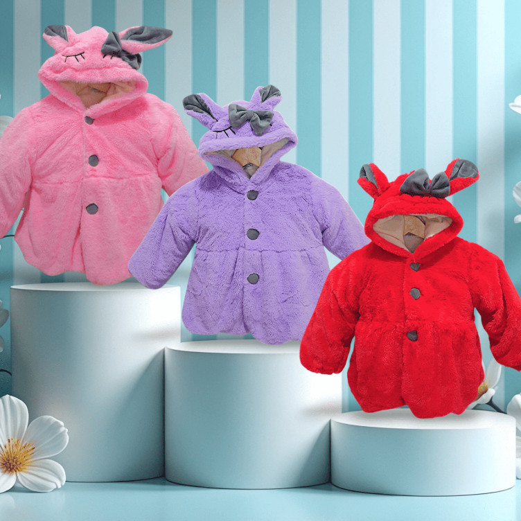 RAF JAKET BULU MANTEL ANAK PEREMPUAN HOODIE IMPORT MOTIF RABBIT