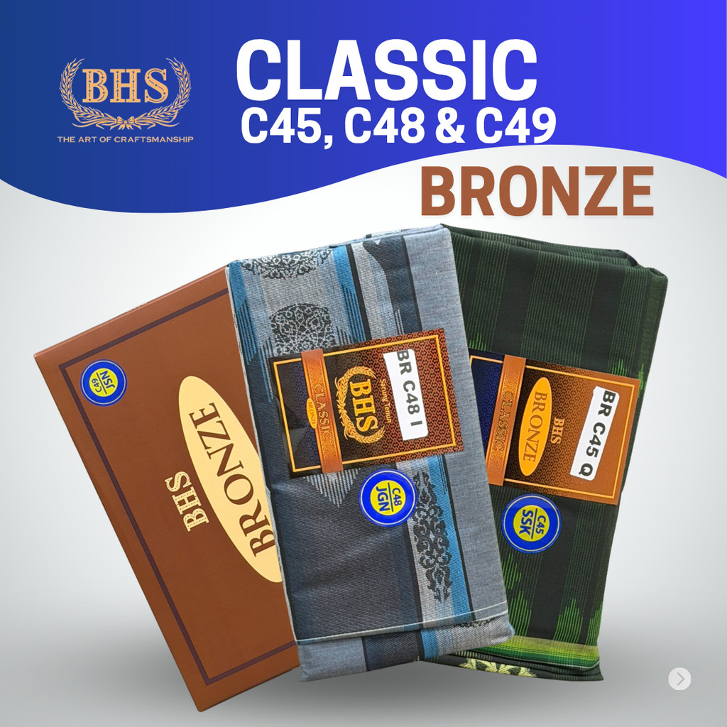 Sarung BHS Classic Bronze Kode Motif C45, C48, C49 Eksklusif dan Modis Bahan Mercerized Mix Sutra Si
