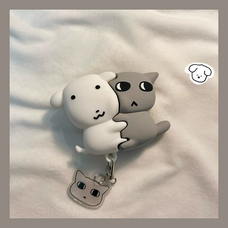 Casing pelindung AirPods4 bentuk anak anjing wajah besar "Cute Hug Ganadi  cocok untuk casing earpho