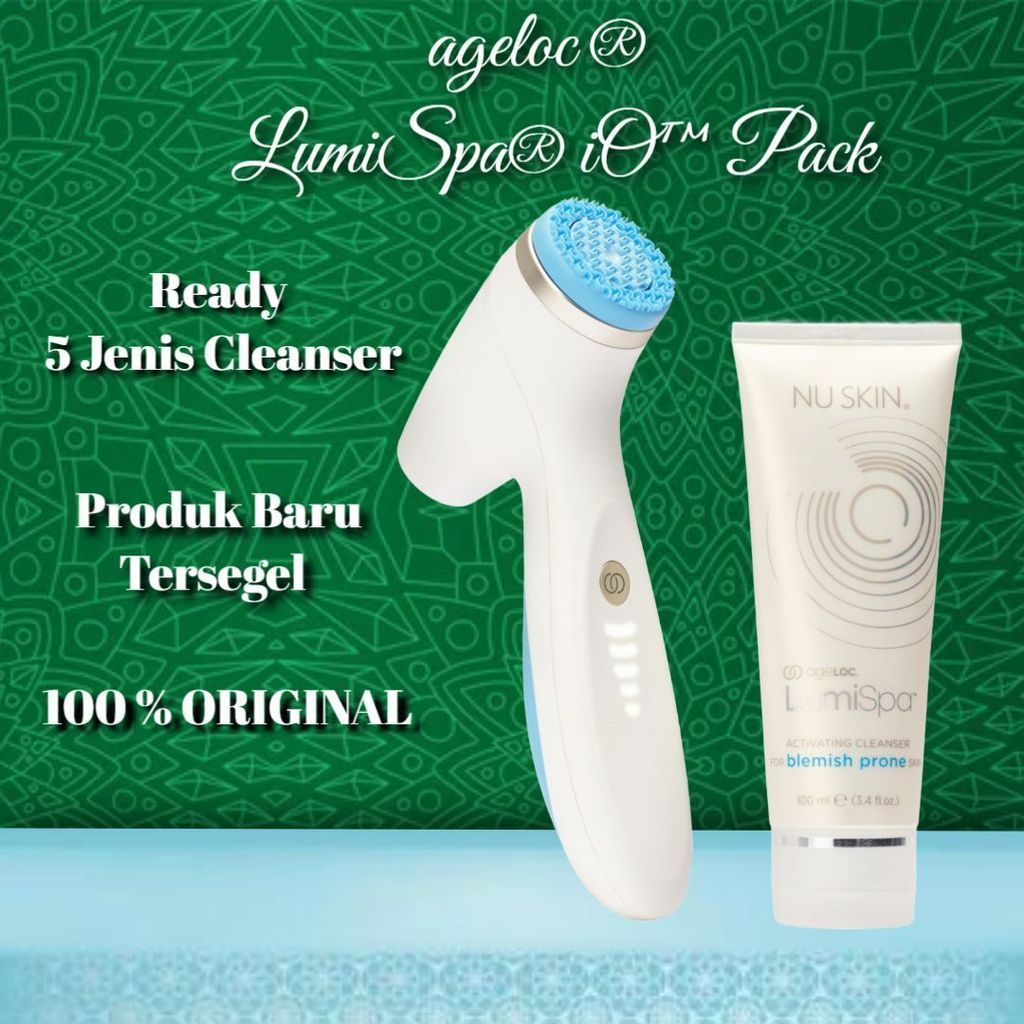 Paket LumiSpa iO Nu Skin Alat Cuci Muka + Cleanser Activating Cleanser / ageLOCC® LumiSpa® iO™ Activ