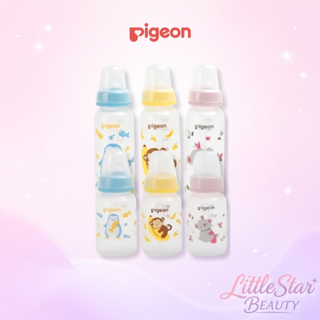 Triplepack 3 Pcs Pigeon Slim Neck Peristaltic Botol Dot Ulir Nipple Newborn Baby Bottle PP BPA Free