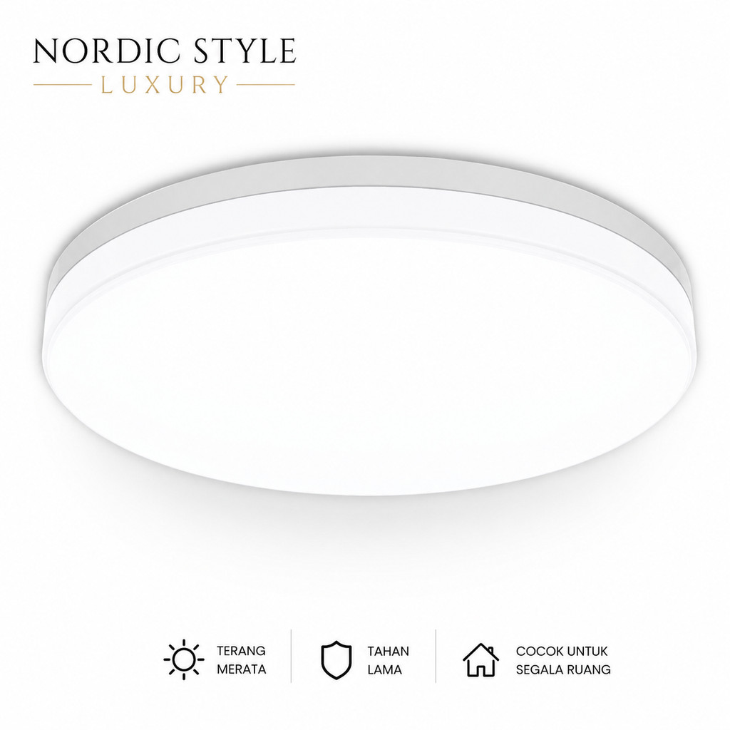 NORDIC STYLE LUXURY Lampu LED Plafon 3 Warna Cahaya Diameter 40cm 50cm  / Lampu Langit Langit Rumah 