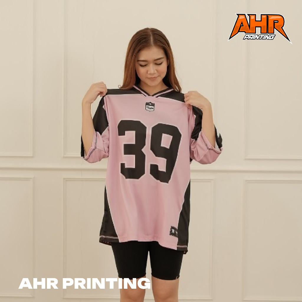 (Bisa COD) Baju Jersey Vintage Streetwear Hitam Pink Number 39 / Tenis Hitam Pink / Futsal / Voly / 