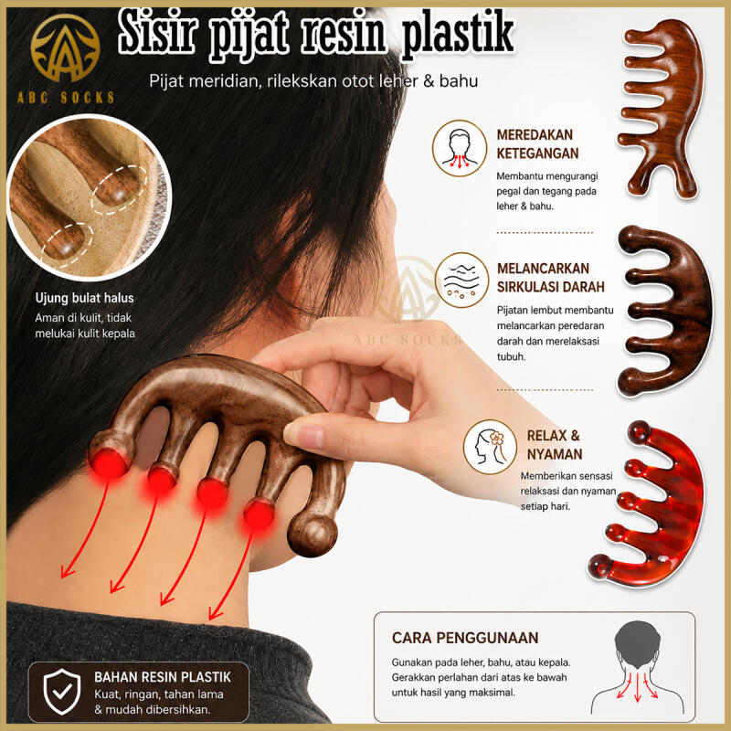 ABC Socks Alat Pijat Kayu Cendana Body Massage Tool Massage Kam Hoofd Kayu Pijat Cendana lima jari