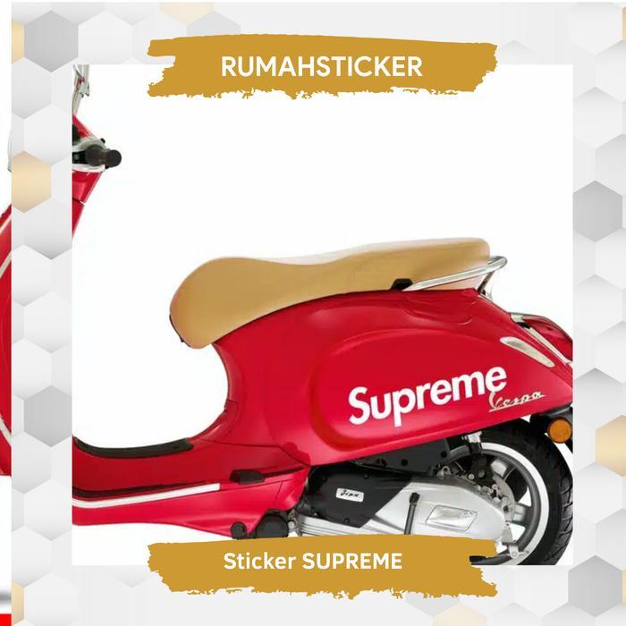 PROMO New Sticker Stiker Cutting SUPREME Vespa Scoopy Vino Mobil DLL - Putih