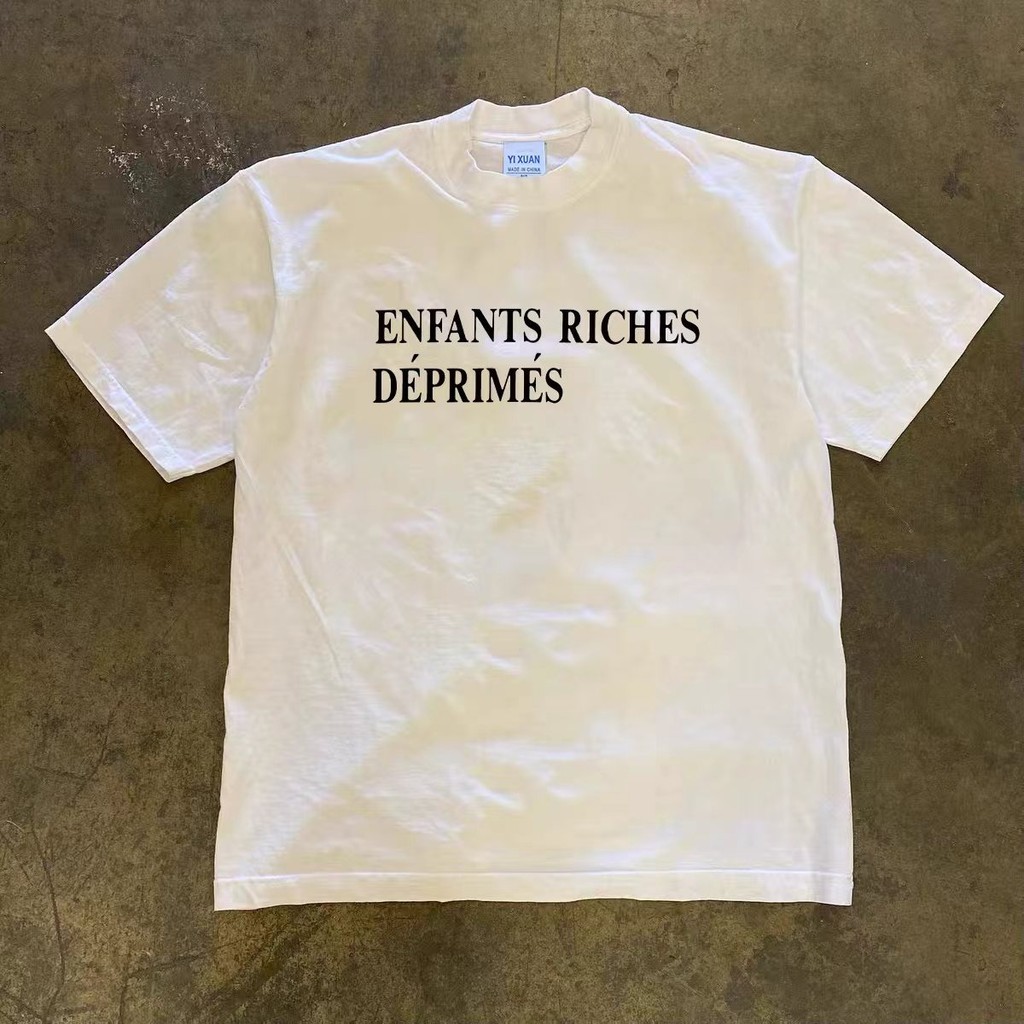 Kaos Oversize Unisex Cotton Combed 24S Motif Tulisan Enfants Riches Déprimés Street Style Hypebeast 