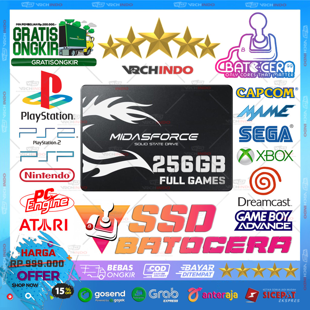 SSD External Game Retrobat / Batocera Emulator - All in One Games Console Retro Emulator 