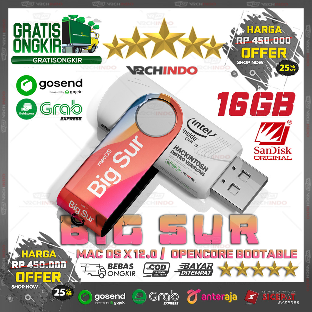 Mac OS X 11.0 - MacOS BIG SUR | Hackintosh for PC Komputer / Laptop / Dekstop | 16GB Bootable Instal