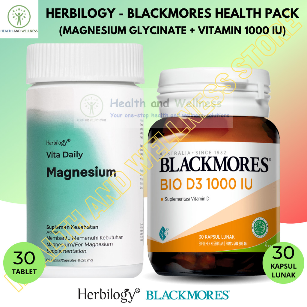 Herbilogy Vita Daily Magnesium Capsules dan Blackmores Bio D3 1000 IU Kapsul Lunak
