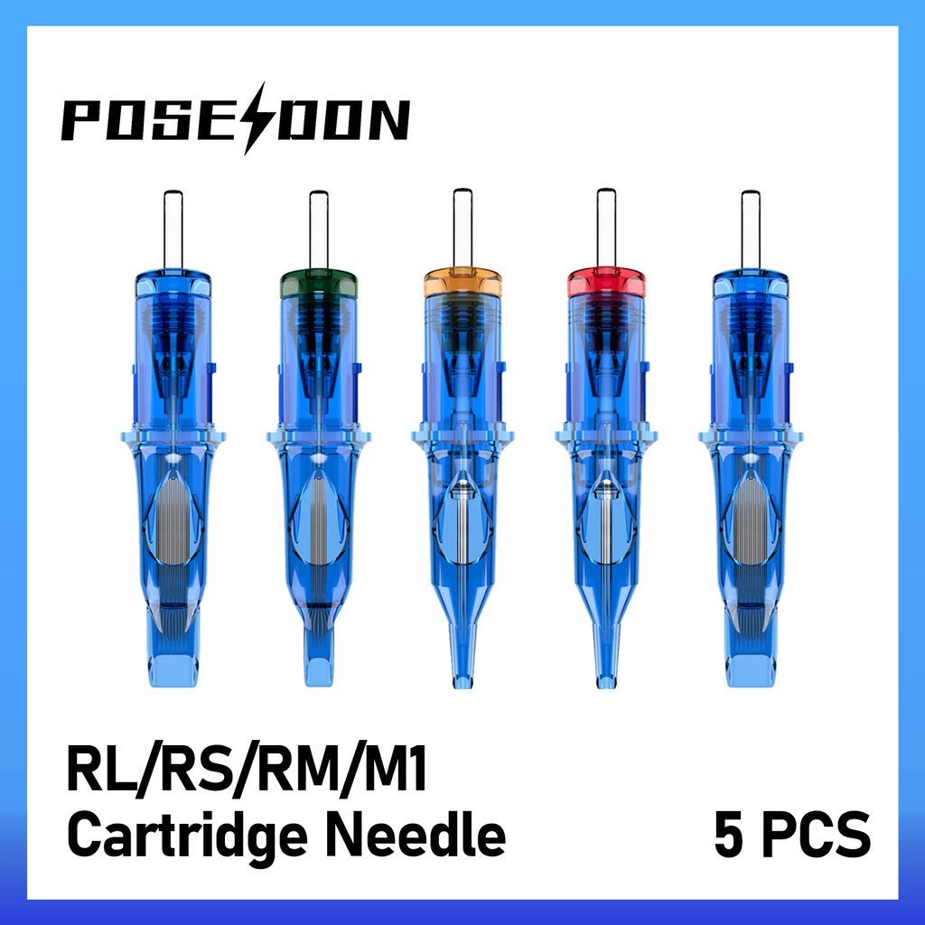 Jarum Cartridge Tato POSEIDON V3 5PCS Sekali Pakai Aman RL RS RM M1 Jarum Tato Laris Manis Jarum Car