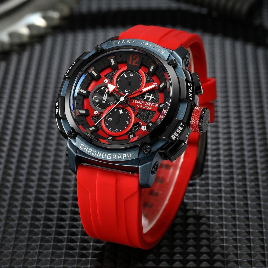BUY 1 GET 1Jam Tangan Pria Evans Jayden 9617 Rubber Silicon Kaca Sapphire Chronograph Water Resistan