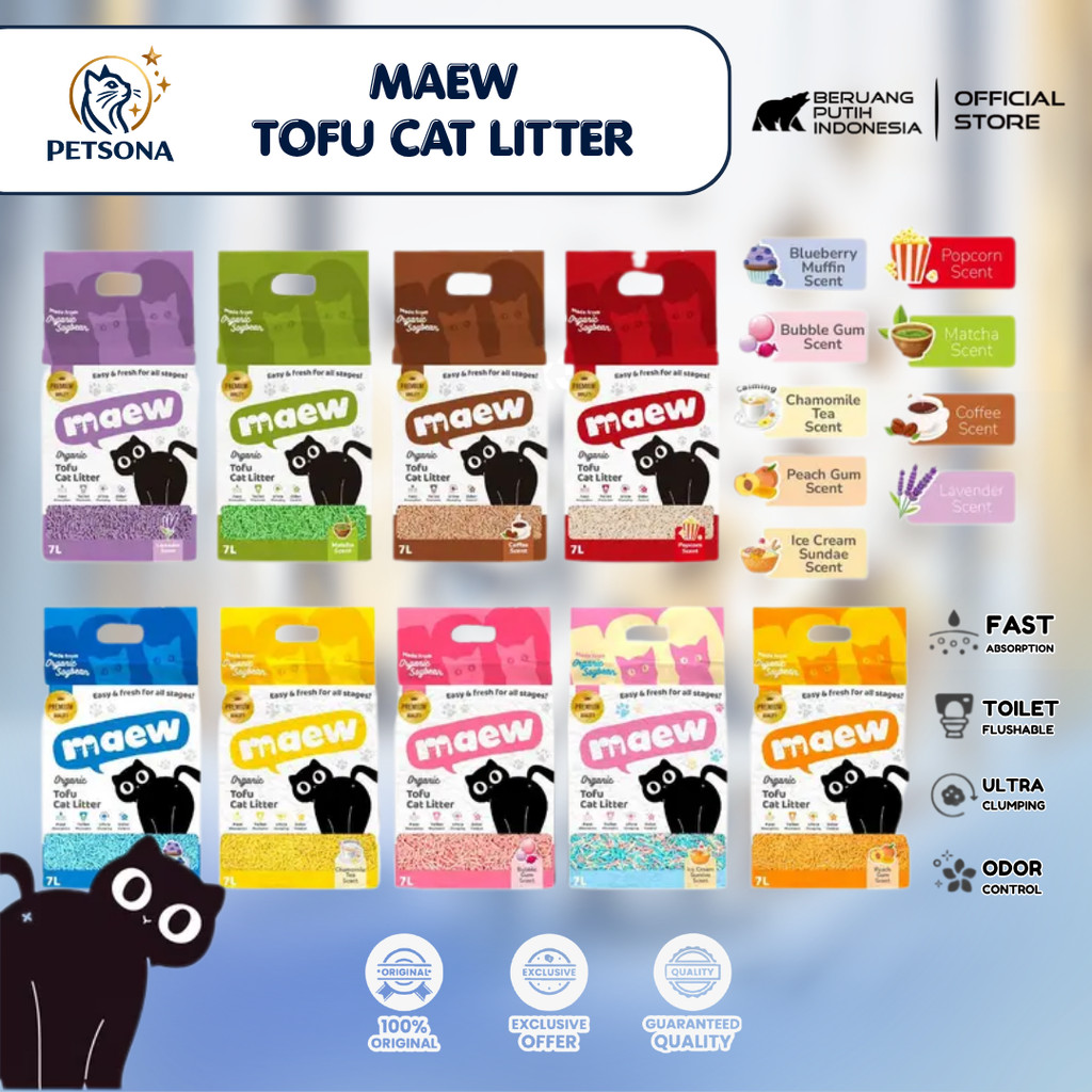 PS Maew Pasir Kucing Tofu Soya Organic Cat Litter Wangi Tahan Lama 7 Liter