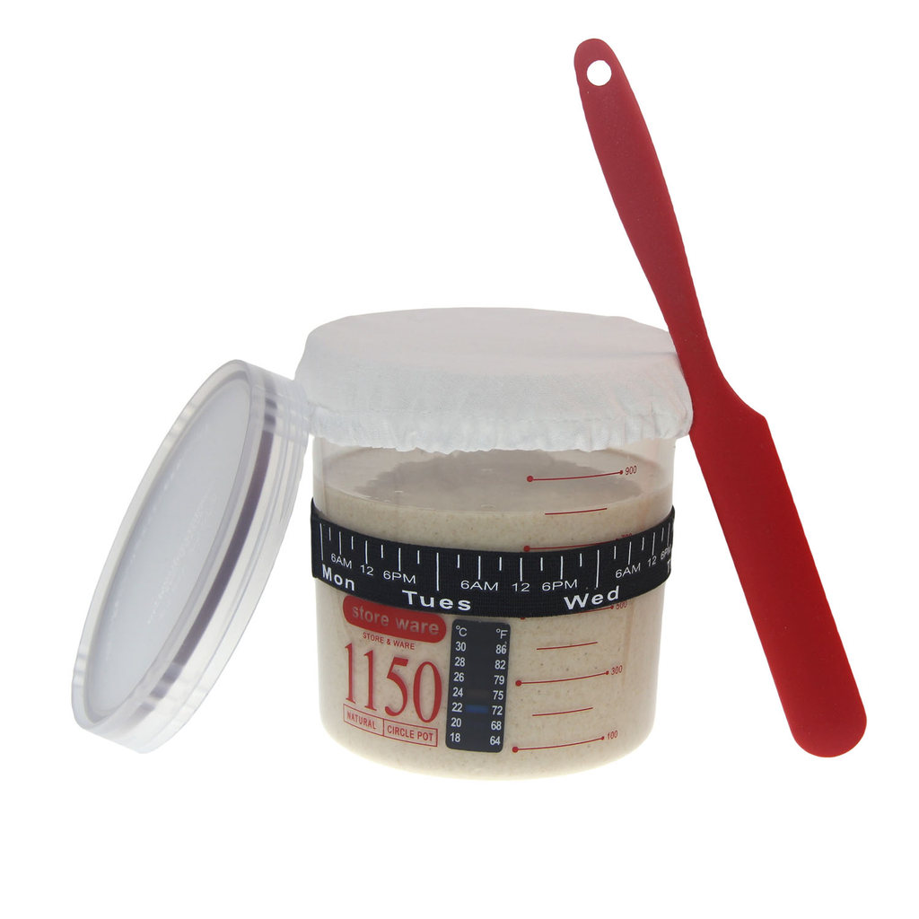 Sourdough Starter Jar Kit 1150ml - Large Plastic Jar for Sourdough - Sourdough Starter Crock - Reusa