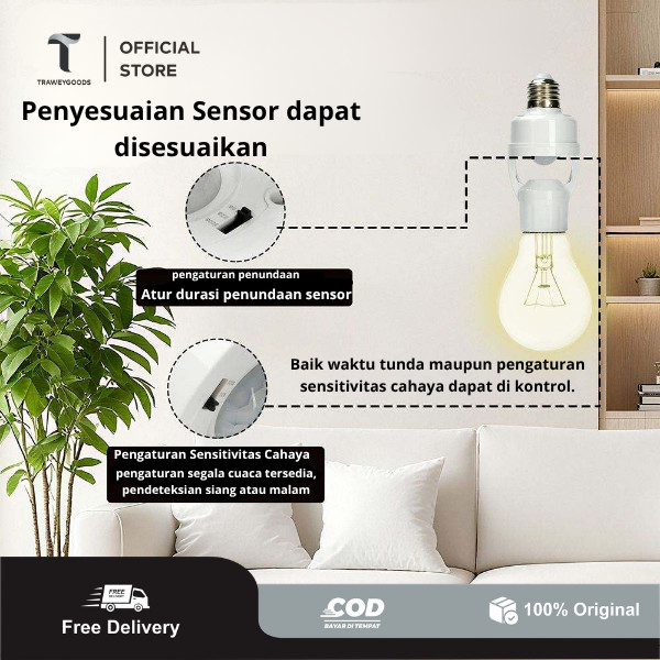 [TG] Fitting Lampu Sensor Gerak Otomatis E27 Fitting Lampu Smart Sensor Gerak Infrared