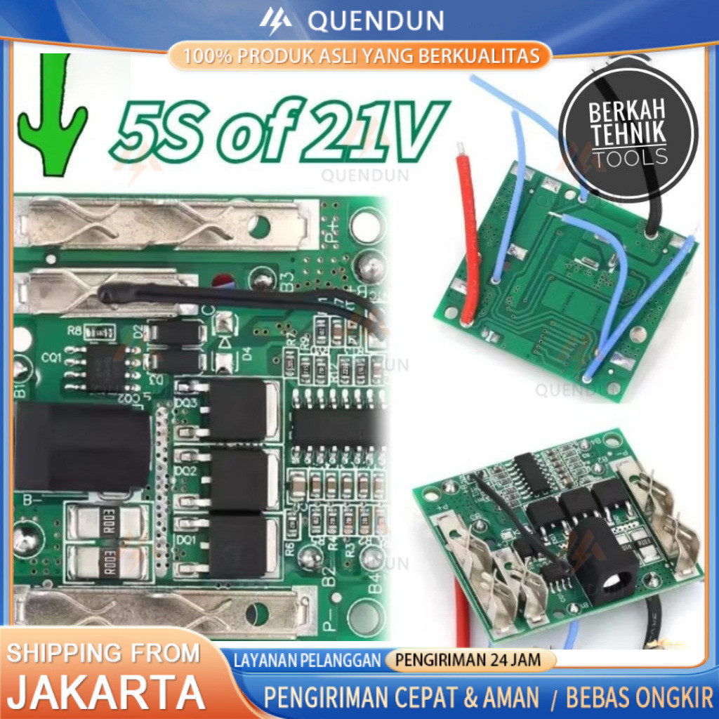 Modul BMS 5S 21V 18V 48V 88V 99V Papan Pelindung Baterai Bor Impact 3 Mosfet  Bms Baterai Cordless L