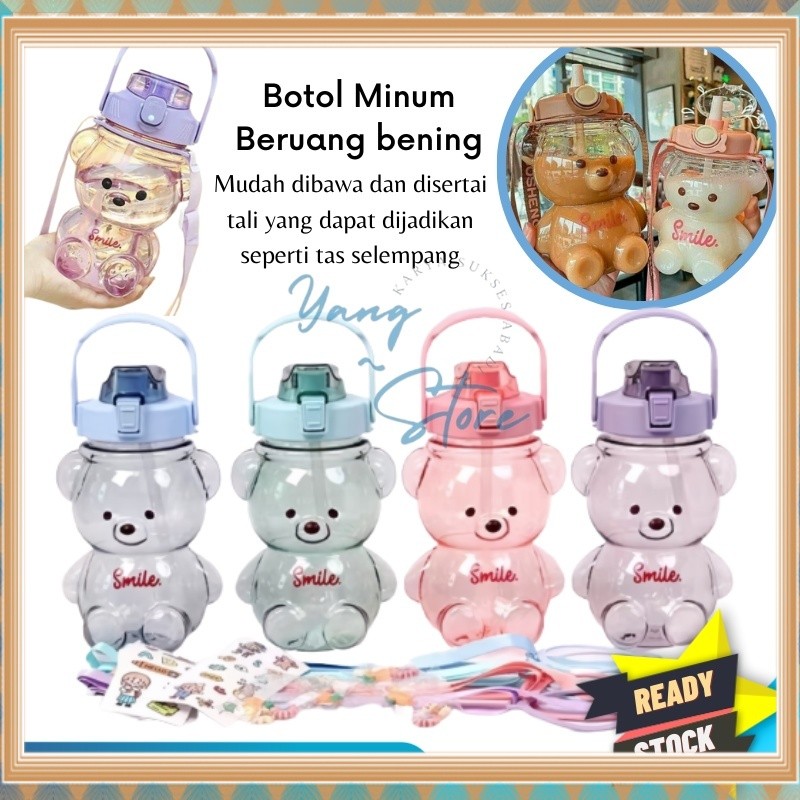 YGS -D212- Botol Beruang Bening - Botol Minum Anak Transparan Bentuk Beruang - Botol Minum Viral PRJ
