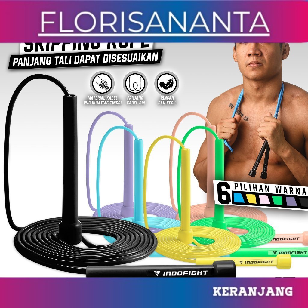 LARIS Skiping Olahraga Lompat Tali Skipping Rope Indofight Skipping Jump Tali Skipping Olahraga Dewa