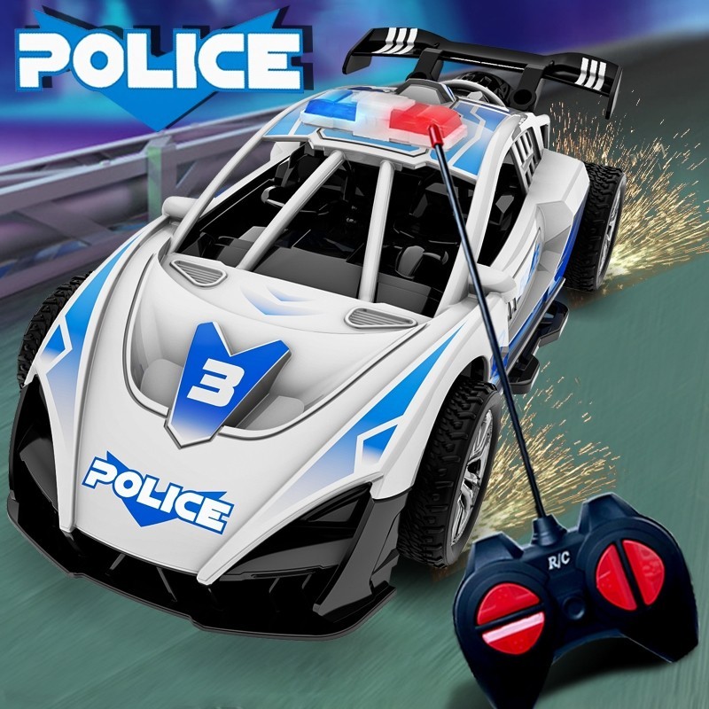 Mobil Sport Polisi Remote Control 49MHz - Kecepatan Tinggi 30KM/Jam, Charger USB & Ban Karet Anti Sl