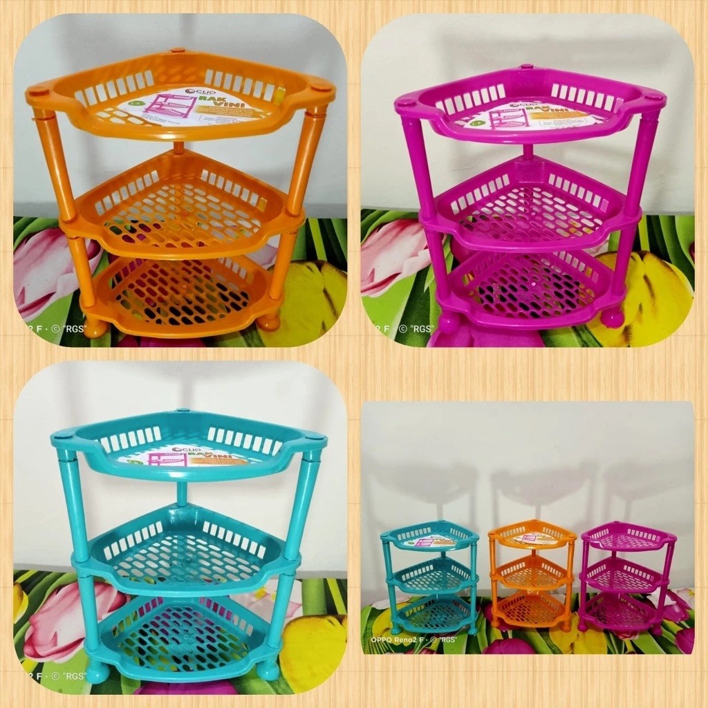 Rak Segi Tiga - Rak Susun 3 - Rak Dapur Bumbu Plastik Clio murah