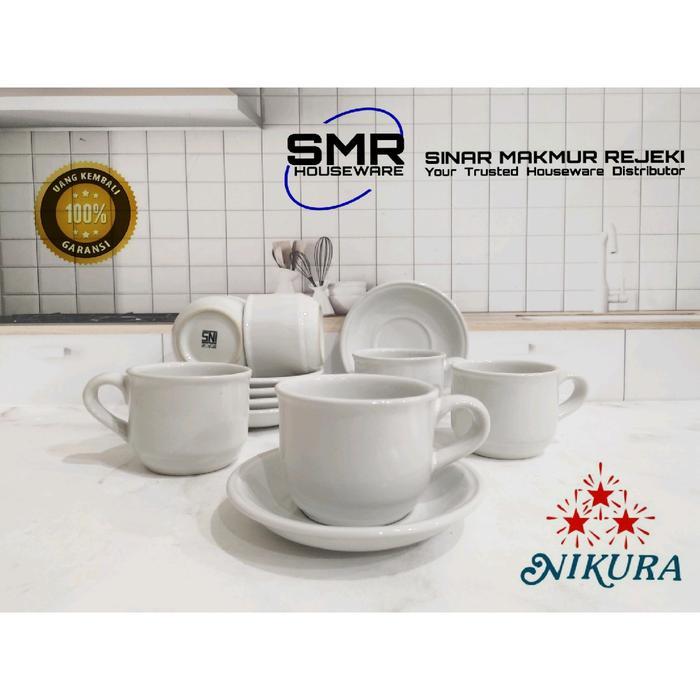 CANGKIR KERAMIK SET PUTIH POLOS NIKURA - -, - [Terlaris]