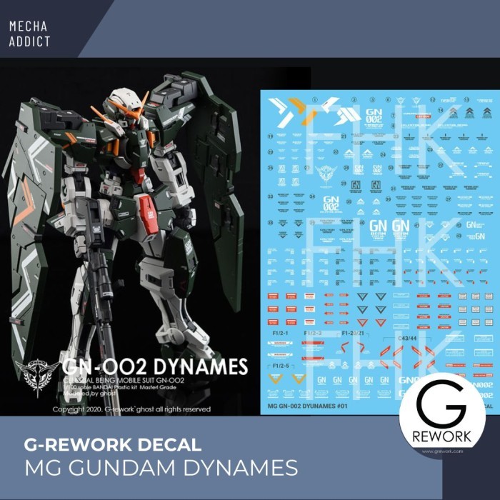 Water Slide Decal MG Gundam Dynames by G-rework