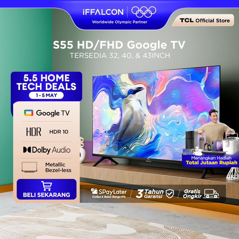 iFFALCON by TCL S55 Series Google TV (Android 14) Smart Digital - HD/FHD - HDR 10 - Dolby Audio - Go